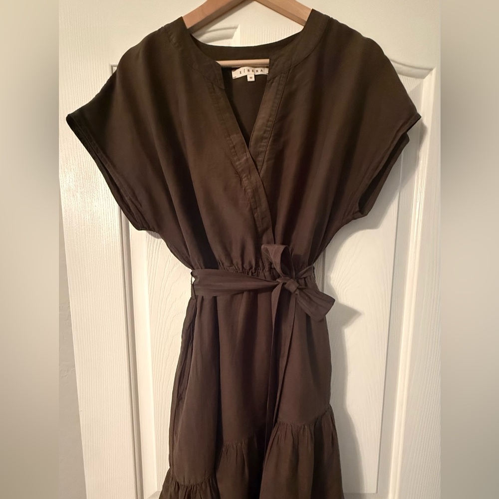XiRENA Olive Green Faux Wrap Dress